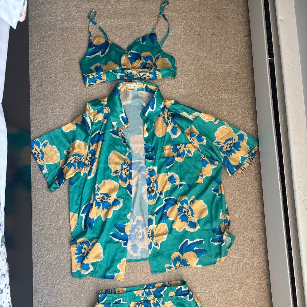 Silk shirt and button down set